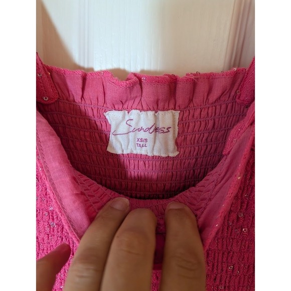 Sundress Saint Barth Neon Pink Jade Dress Hot Pink‎ Sequin Dress XS/S Tall Midi - Picture 7 of 13